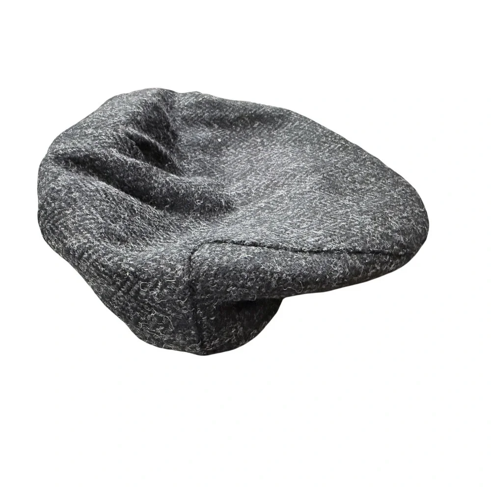 Jaxon James Mens Large Black Charcoal Herringbone Tweed Flat‎ Cap Hat Dunvegan